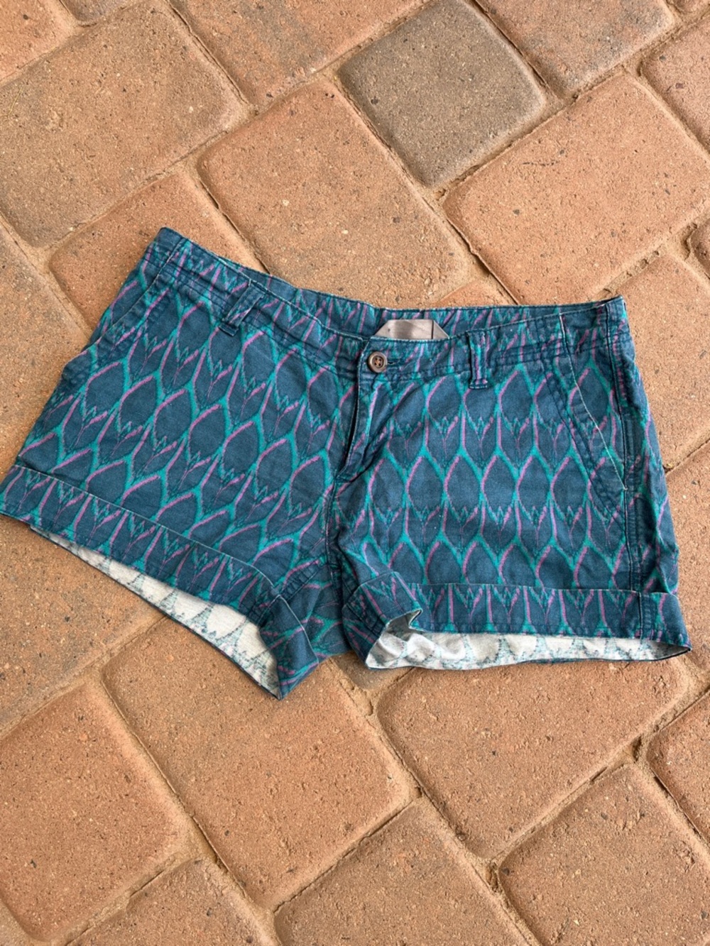 North Face (TNF) 4 Blue Teal Maywood Printed Linen Shorts